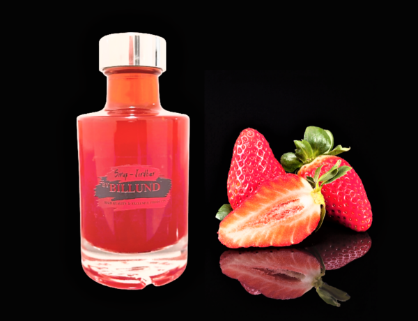 ByBillund-Sirup med jordbær-velegnet til is-pandekager-cocktails-desserter-jordbærsirup-jordbær sirup-